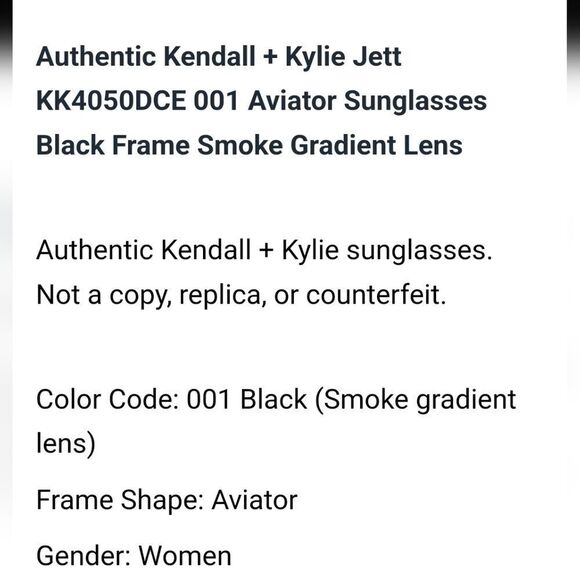 Kendall & Kylie Jett Aviator Sunglasses- Black Frame/ Smoke Gradient Lens main image 5